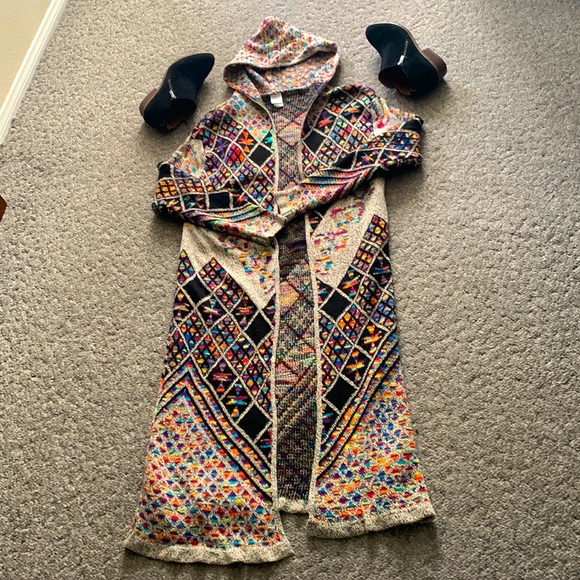 Northern Angel Sweaters Vibrantly Colored Hooded Maxi Cardigan Poshmark